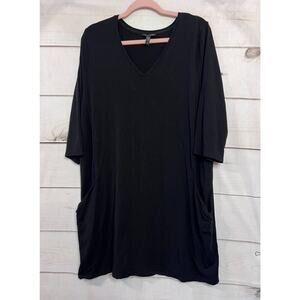 Eileen Fisher Black Short Sleeve‎ Dress Size LG Easy Classy Chic